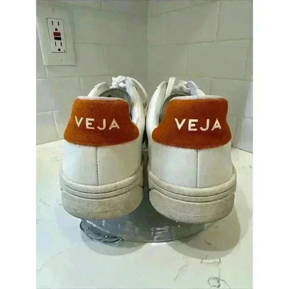 Veja Men's V-12 Low Top Sneaker White Orange Suede Leather Sz EU 47 US 12.5 - Picture 11 of 16